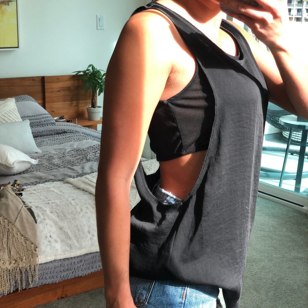 Zara Trafaluc silky tank with built in crop top S
